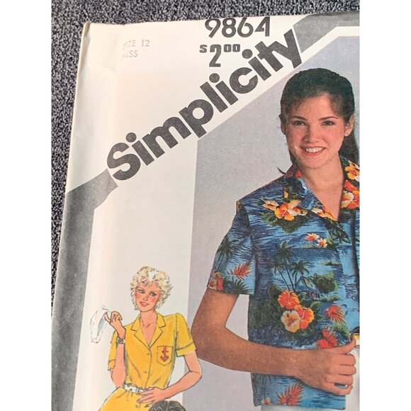 Simplicity Misses Shirt Sewing Pattern sz 12 9864 - uncut - Picture 2 of 3